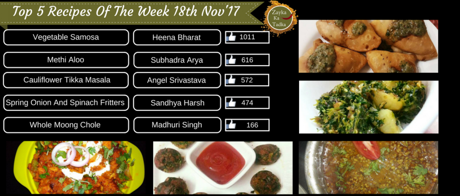 Top 5 Recipes Of The Week 18th November 2017