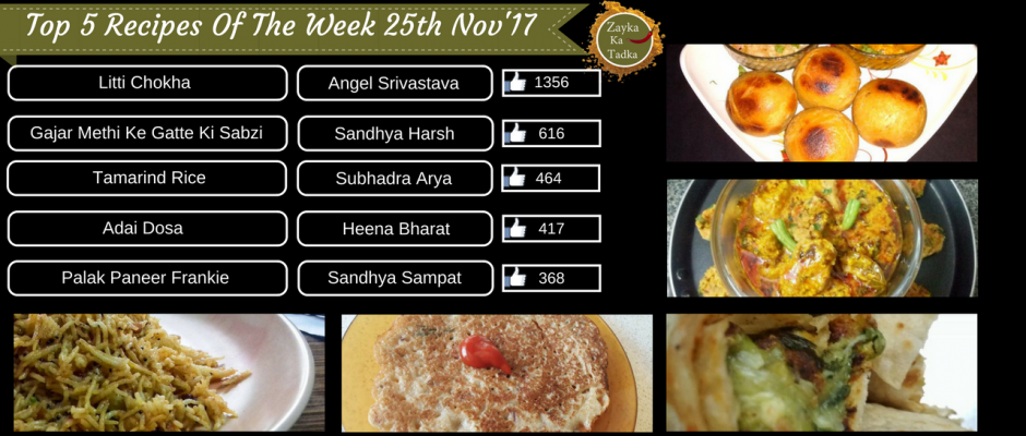 Top 5 Recipes Of The Week 25th November 2017